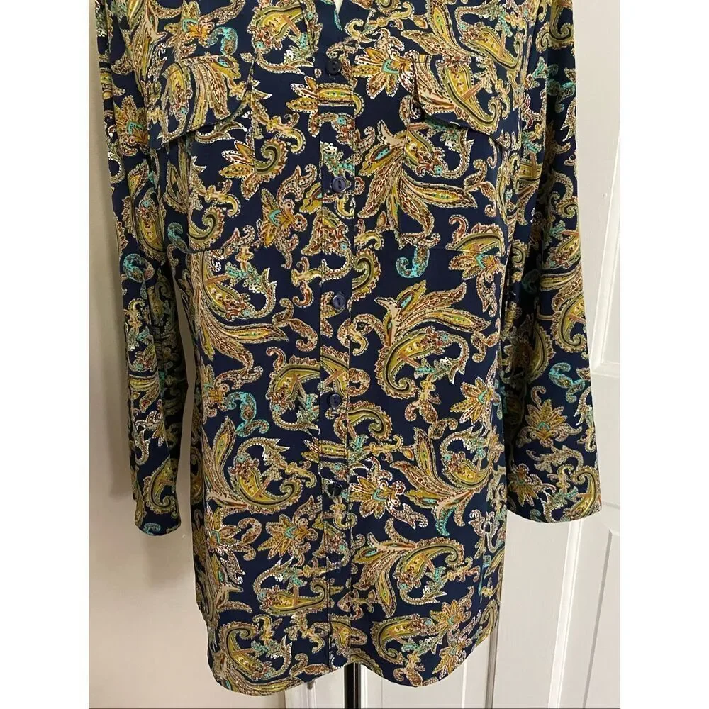Notations paisley print tunic blouse size S